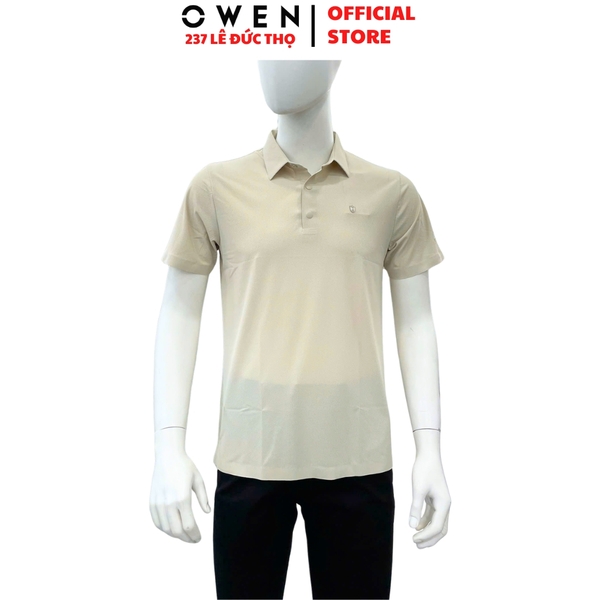 Áo thun polo Nam Tay Ngắn Có Cổ Owen APV262043 màu be dáng suông regular fit chất liệu nylon spandex