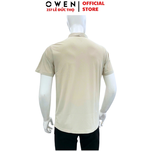 Áo thun polo Nam Tay Ngắn Có Cổ Owen APV262043 màu be dáng suông regular fit chất liệu nylon spandex