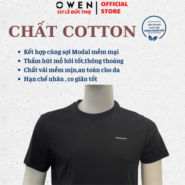Áo T-Shirt Nam Owen TSN260130 Đen Cổ Tròn 100% Cotton