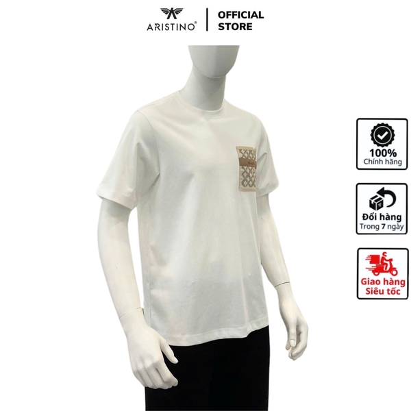 Áo Thun Nam Tay Ngắn Không Cổ Aristino ATS010AS0 màu trắng 6