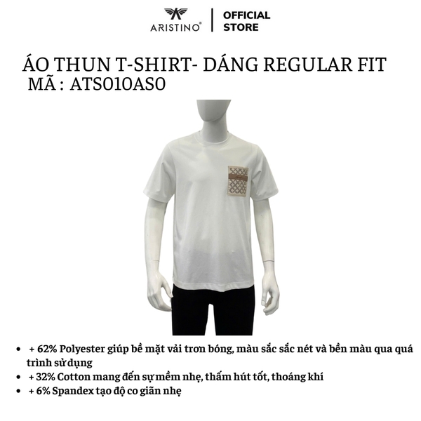 Áo Thun Nam Tay Ngắn Không Cổ Aristino ATS010AS0 màu trắng 6