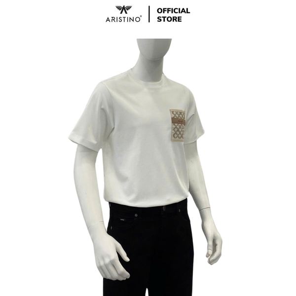 Áo Thun Nam Tay Ngắn Không Cổ Aristino ATS010AS0 màu trắng 6