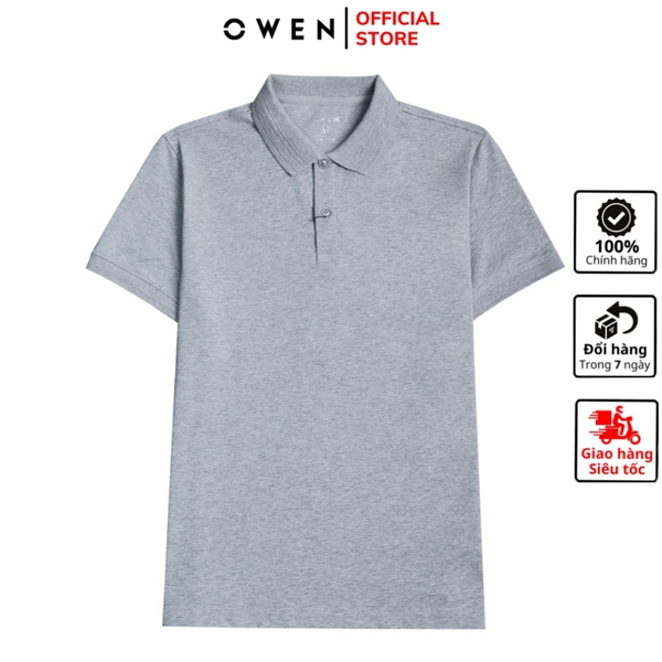 Áo Thun polo Nam Tay Ngắn Có Cổ Owen APV231360 màu Xám melange nhạt trơn Dáng Body Fit Chất liệu Cotton