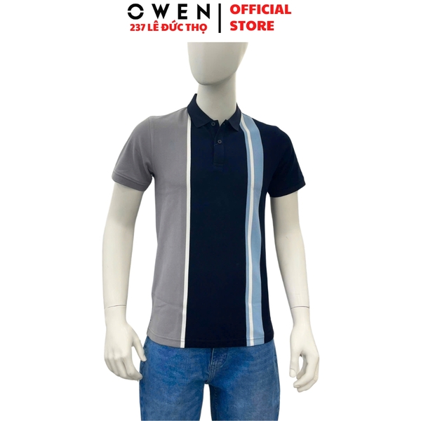 Áo thun polo Nam Tay Ngắn Có Cổ Owen APV262025 màu xanh chất liệu cotton polyester
