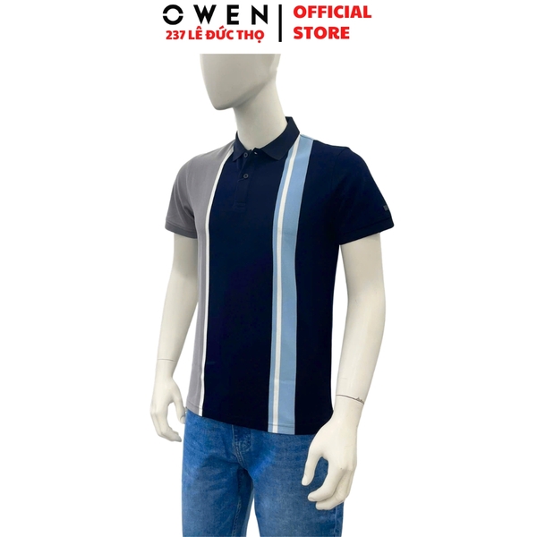 Áo thun polo Nam Tay Ngắn Có Cổ Owen APV262025 màu xanh chất liệu cotton polyester