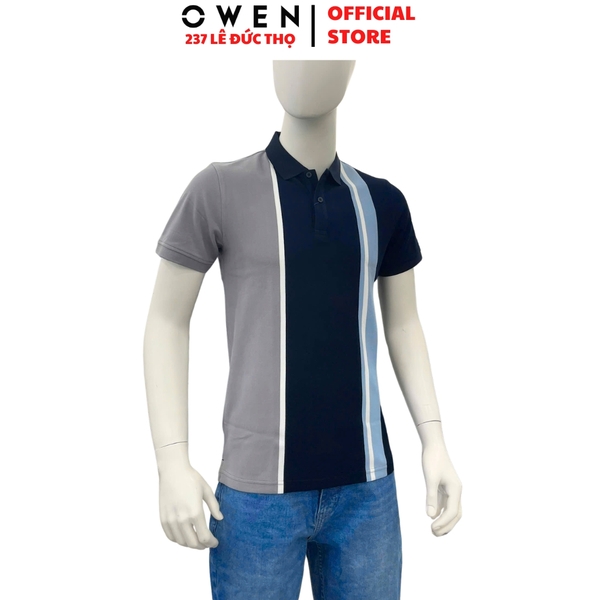Áo thun polo Nam Tay Ngắn Có Cổ Owen APV262025 màu xanh chất liệu cotton polyester