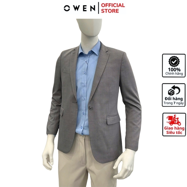 Áo Demi - Blazer Owen BLS256118 màu xám đậm dáng slim fit 1 cúc tà xẻ sau chất vải polyester