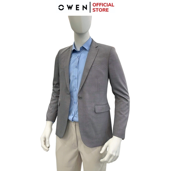 Áo Demi - Blazer Owen BLS256118 màu xám đậm dáng slim fit 1 cúc tà xẻ sau chất vải polyester