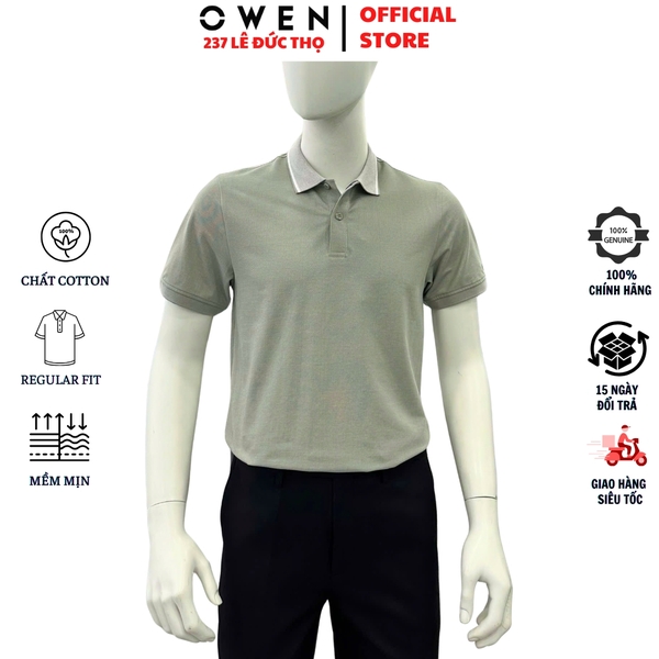 Áo Thun polo Nam Tay Ngắn Có Cổ Owen APV257024 màu xám dáng suông body fit tà xẻ hai bên chất liệu cotton spandex