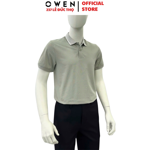 Áo Thun polo Nam Tay Ngắn Có Cổ Owen APV257024 màu xám dáng suông body fit tà xẻ hai bên chất liệu cotton spandex