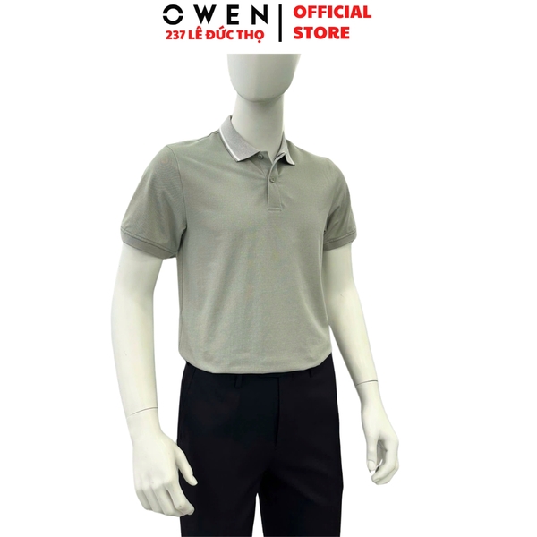 Áo Thun polo Nam Tay Ngắn Có Cổ Owen APV257024 màu xám dáng suông body fit tà xẻ hai bên chất liệu cotton spandex