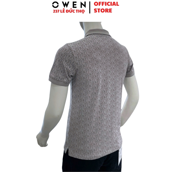 Áo Thun polo Nam Tay Ngắn Có Cổ Owen APV257065 này xám nhạt họa tiết dáng suông body fit tà xẻ hai bên chất liệu cotton