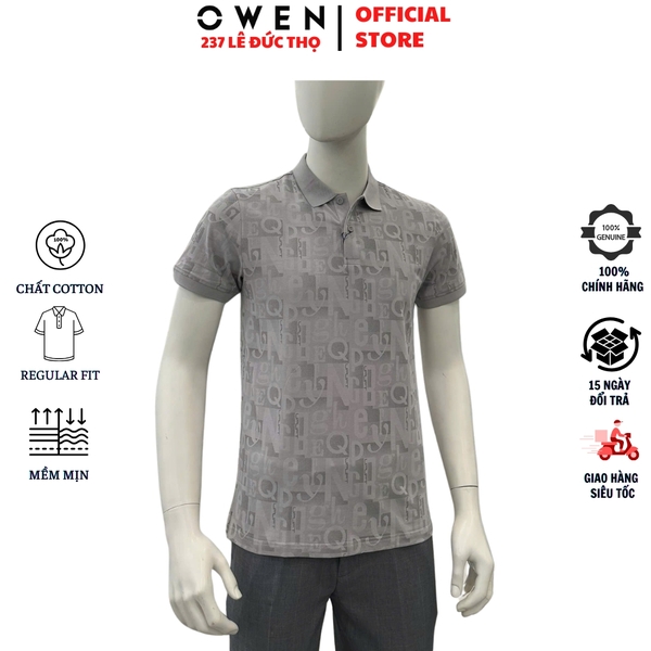 Áo Thun polo Nam Tay Ngắn Có Cổ Owen APV257067 màu xám nhạt dáng suông body fit tà xẻ hai bên chất liệu cotton spandex