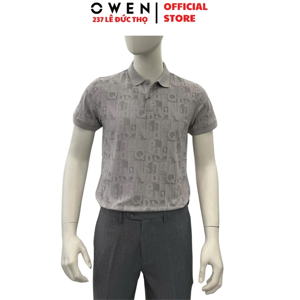 Áo Thun polo Nam Tay Ngắn Có Cổ Owen APV257067 màu xám nhạt dáng suông body fit tà xẻ hai bên chất liệu cotton spandex