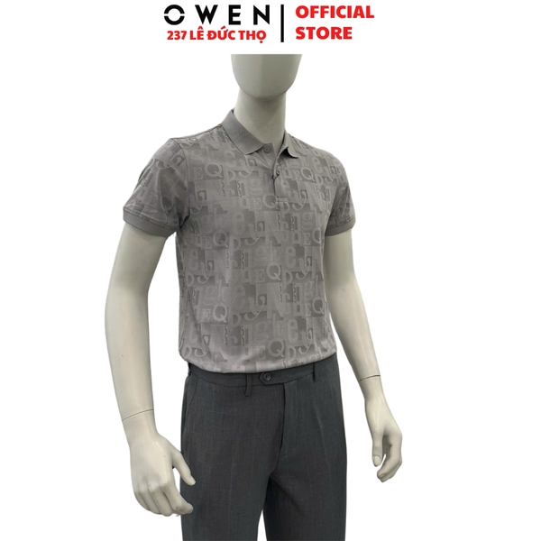 Áo Thun polo Nam Tay Ngắn Có Cổ Owen APV257067 màu xám nhạt dáng suông body fit tà xẻ hai bên chất liệu cotton spandex