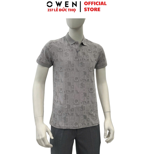 Áo Thun polo Nam Tay Ngắn Có Cổ Owen APV257067 màu xám nhạt dáng suông body fit tà xẻ hai bên chất liệu cotton spandex