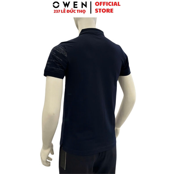 Áo Thun polo Nam Tay Ngắn Có Cổ Owen APV257137 màu xanh tím than dáng suông body fit tà xẻ hai bên chất liệu cotton spandex