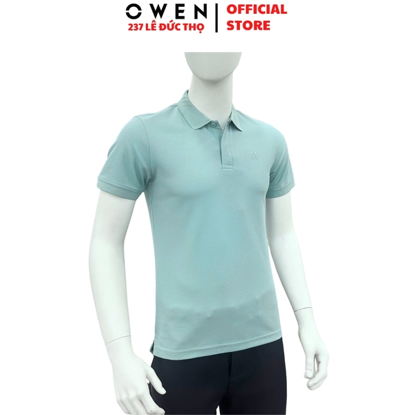 Áo Thun polo Nam Tay Ngắn Có Cổ Owen APV262002 màu xanh dáng suông body fit xẻ tà Chất liệu cotton poly