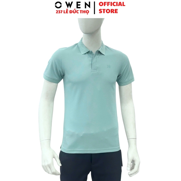 Áo Thun polo Nam Tay Ngắn Có Cổ Owen APV262002 màu xanh dáng suông body fit xẻ tà Chất liệu cotton poly