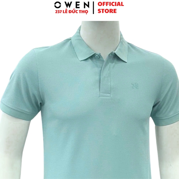 Áo Thun polo Nam Tay Ngắn Có Cổ Owen APV262002 màu xanh dáng suông body fit xẻ tà Chất liệu cotton poly