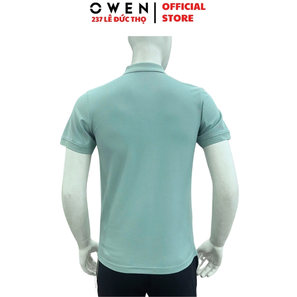 Áo Thun polo Nam Tay Ngắn Có Cổ Owen APV262002 màu xanh dáng suông body fit xẻ tà Chất liệu cotton poly