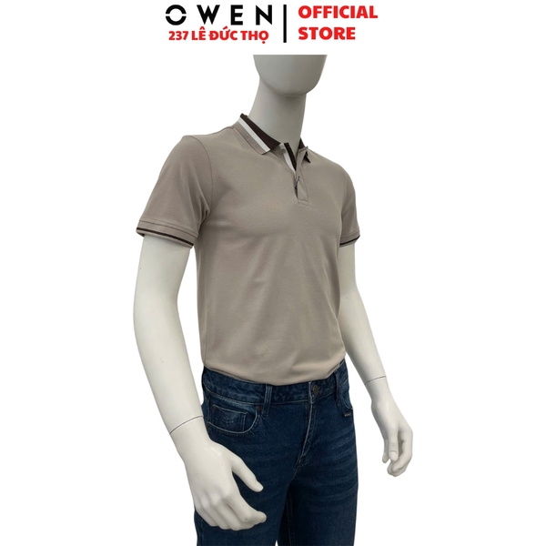 Áo thun polo Nam Tay Ngắn Có Cổ Owen APV262009 màu xám dáng body fit tà bằng xẻ tà chất liệu cotton polyester spandex