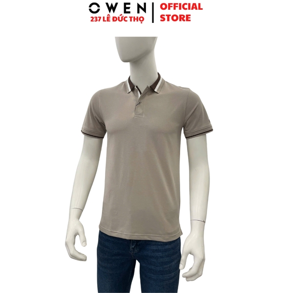 Áo thun polo Nam Tay Ngắn Có Cổ Owen APV262009 màu xám dáng body fit tà bằng xẻ tà chất liệu cotton polyester spandex