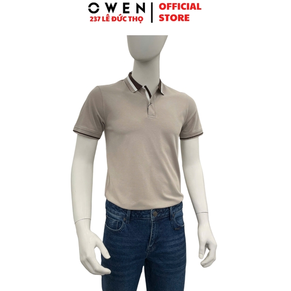 Áo thun polo Nam Tay Ngắn Có Cổ Owen APV262009 màu xám dáng body fit tà bằng xẻ tà chất liệu cotton polyester spandex
