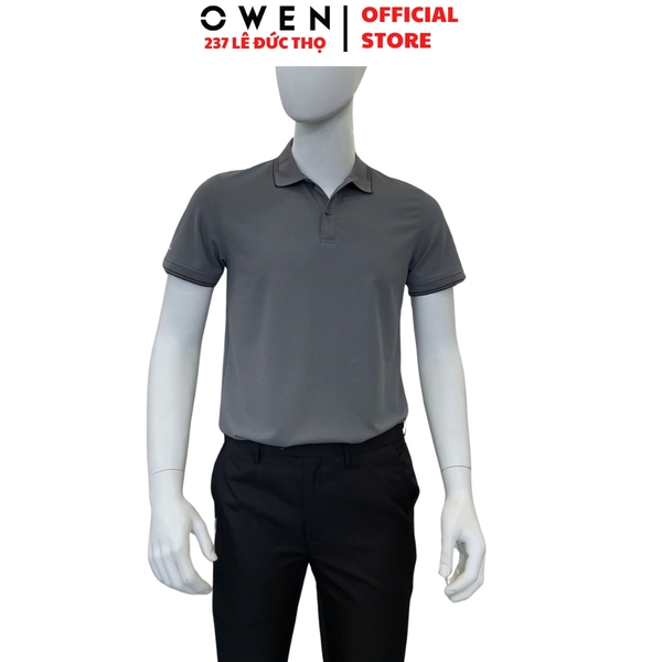 Áo Thun polo Nam Tay Ngắn Có Cổ Owen APV262049 màu xám dáng suông body fit xẻ tà chất liệu nylon spandex