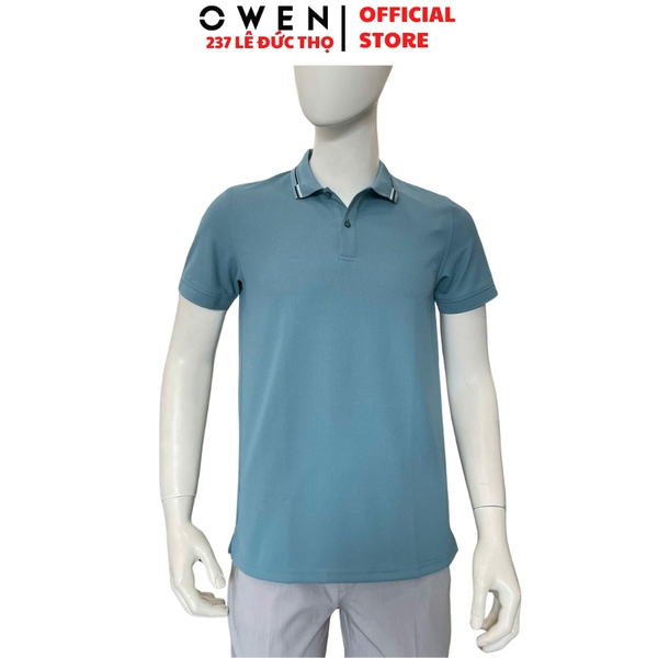 Áo thun polo Nam Tay Ngắn Có Cổ Owen APV262050 màu xanh dáng suông body fit xẻ tà chất liệu nylon spandex