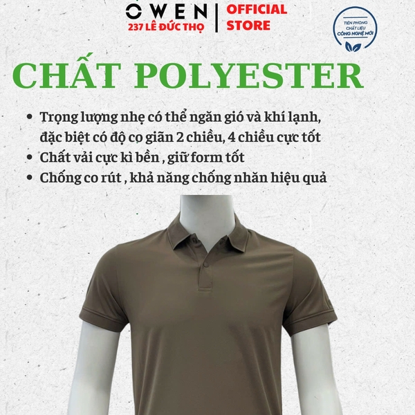Áo Thun polo Nam Tay Ngắn Có Cổ Owen APV262058 màu nâu dáng suông body fit xẻ tà chất liệu nylon spandex