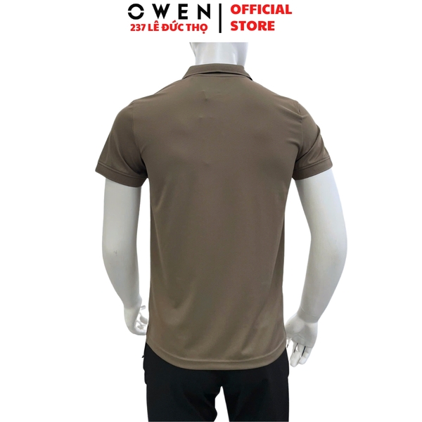 Áo Thun polo Nam Tay Ngắn Có Cổ Owen APV262058 màu nâu dáng suông body fit xẻ tà chất liệu nylon spandex