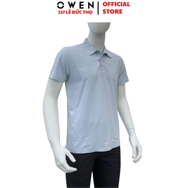 Áo thun polo Nam Tay Ngắn Có Cổ Owen APV262065 màu xanh nhạt dáng suông body fit xẻ tà chất liệu polyester