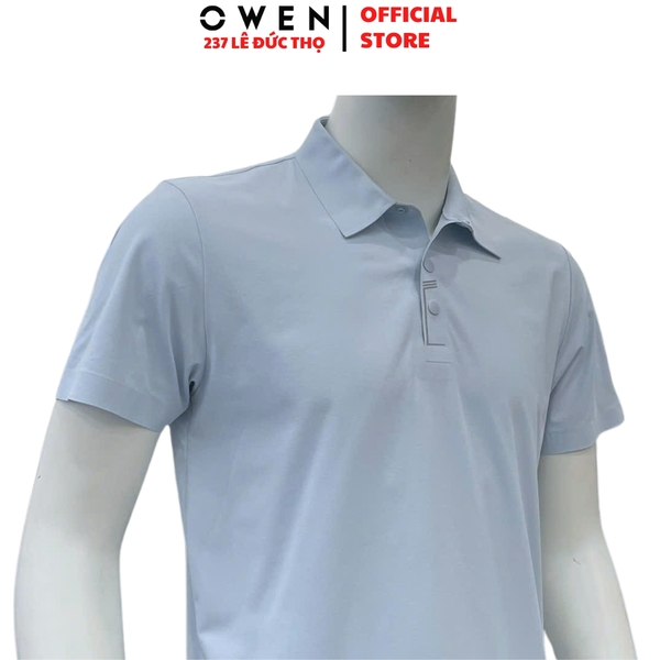 Áo thun polo Nam Tay Ngắn Có Cổ Owen APV262065 màu xanh nhạt dáng suông body fit xẻ tà chất liệu polyester