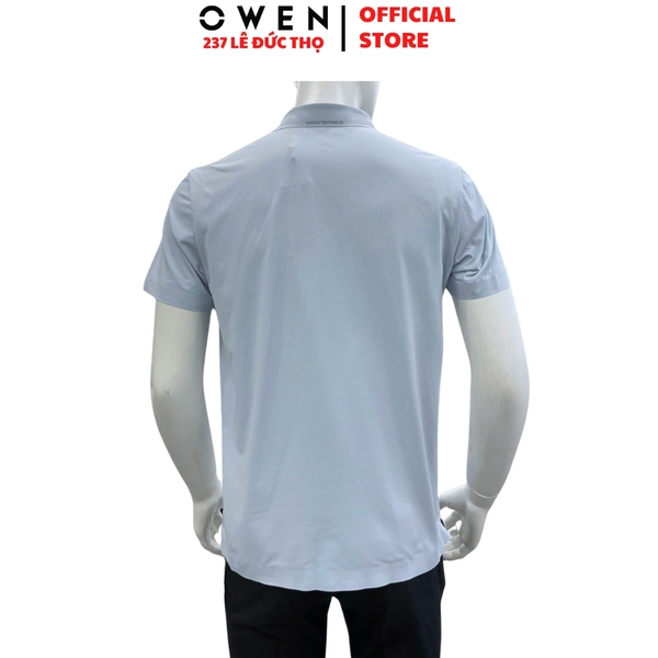 Áo thun polo Nam Tay Ngắn Có Cổ Owen APV262065 màu xanh nhạt dáng suông body fit xẻ tà chất liệu polyester