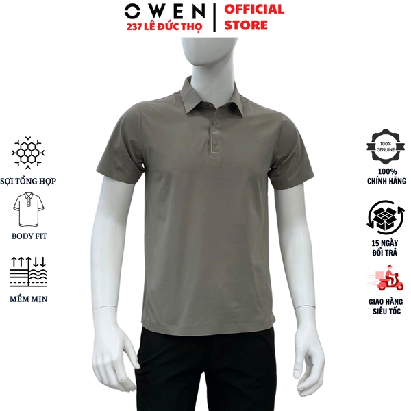 Áo Thun polo Nam Tay Ngắn Có Cổ Owen APV262066 màu xám dáng suông body fit xẻ tà chất liệu polyester