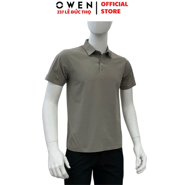 Áo Thun polo Nam Tay Ngắn Có Cổ Owen APV262066 màu xám dáng suông body fit xẻ tà chất liệu polyester