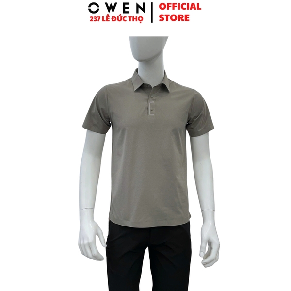 Áo Thun polo Nam Tay Ngắn Có Cổ Owen APV262066 màu xám dáng suông body fit xẻ tà chất liệu polyester