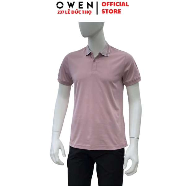 Áo Thun polo Nam Tay Ngắn Có Cổ Owen APV262069 màu hồng dáng suông body fit xẻ tà chất liệu cotton