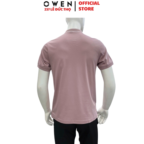 Áo Thun polo Nam Tay Ngắn Có Cổ Owen APV262069 màu hồng dáng suông body fit xẻ tà chất liệu cotton