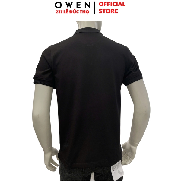 Áo Thun polo Nam Tay Ngắn Có Cổ Owen APV262097 màu đen trơn dáng suông body fit xẻ tà chất liêu cotton spandex