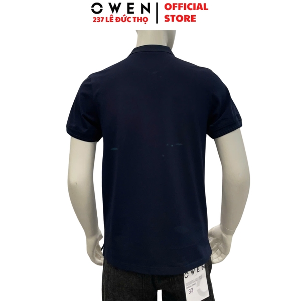 Áo Thun polo Nam Tay Ngắn Có Cổ Owen APV262098 màu xanh tím than trơn dáng suông body fit xẻ tà chất liêu cotton spandex