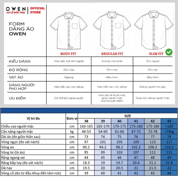 Áo sơ mi trắng nam tay ngắn Owen AS260504NBF Màu trắng trơn dáng ôm slim fit tà lượn không túi chất liệu nano