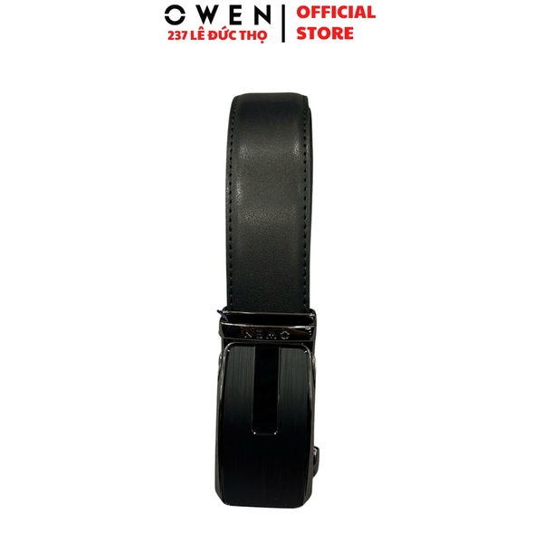 Thắt Lưng Nam Owen BELT261057 day da màu đen Mặt Khóa Trượt Tự Động chất liệu da bò thật