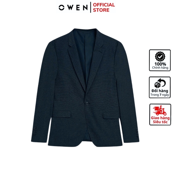 Áo Demi - Blazer Owen BL241362 màu xanh tím than xược ngang dáng regular fit 1 cúc tà xẻ hai bên Chất liệu Namu