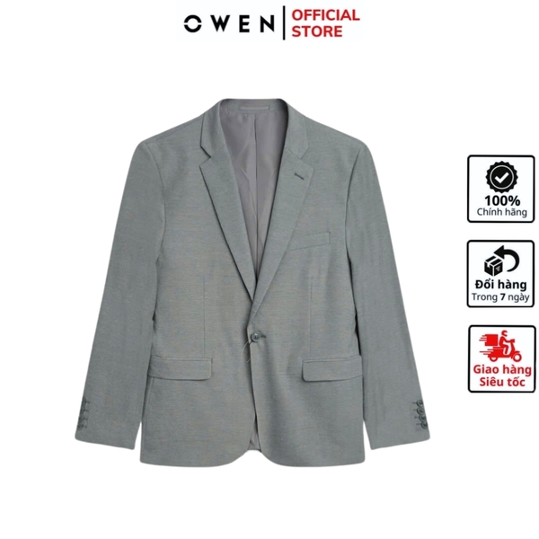 Áo Demi - Blazer Owen BL241363 màu xám nhạt xược ngang dáng regular fit 1 cúc tà xẻ hai bên Chất liệu Namu