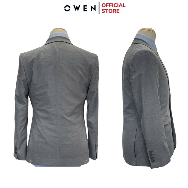 Áo Demi - Blazer Owen BL241363 màu xám nhạt xược ngang dáng regular fit 1 cúc tà xẻ hai bên Chất liệu Namu