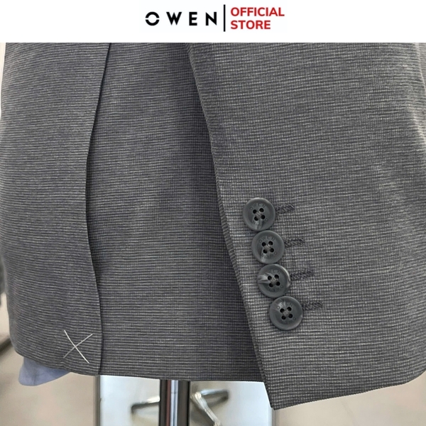 Áo Demi - Blazer Owen BL241363 màu xám nhạt xược ngang dáng regular fit 1 cúc tà xẻ hai bên Chất liệu Namu