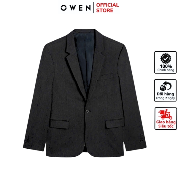 Áo Demi - Blazer Owen BL241365 màu xanh tím than dáng regular fit 1 cúc tà xẻ hai bên chất liệu Lanatex