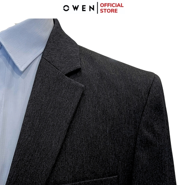 Áo Demi - Blazer Owen BL241365 màu xanh tím than dáng regular fit 1 cúc tà xẻ hai bên chất liệu Lanatex